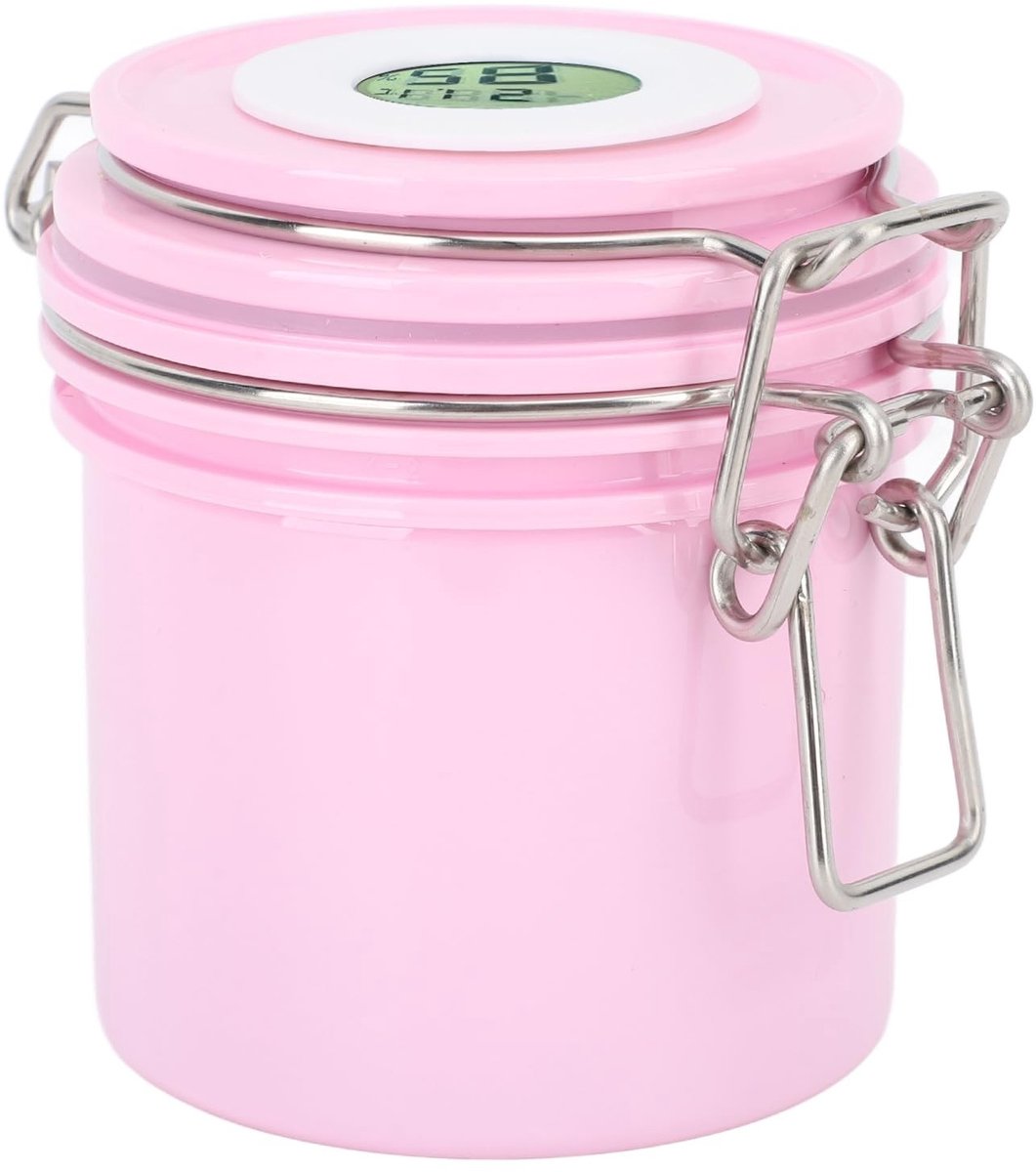 Jhubersproducts - Wimperlijmopslagtank - Wimperlijm opslagcontainer - Langdurige lijmlevensduur - Roze - Lekvrije pot met thermometer - Geschikt voor