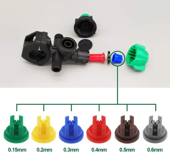Allecto - Spray Nozzle Tip Set - Onkruid Doden - 110 Graden Platte Fan Vorm - Diverse Poriegroottes - Perfect voor Tuinonderhoud - 6 Stuks van Merkloos	 — afbeelding 4