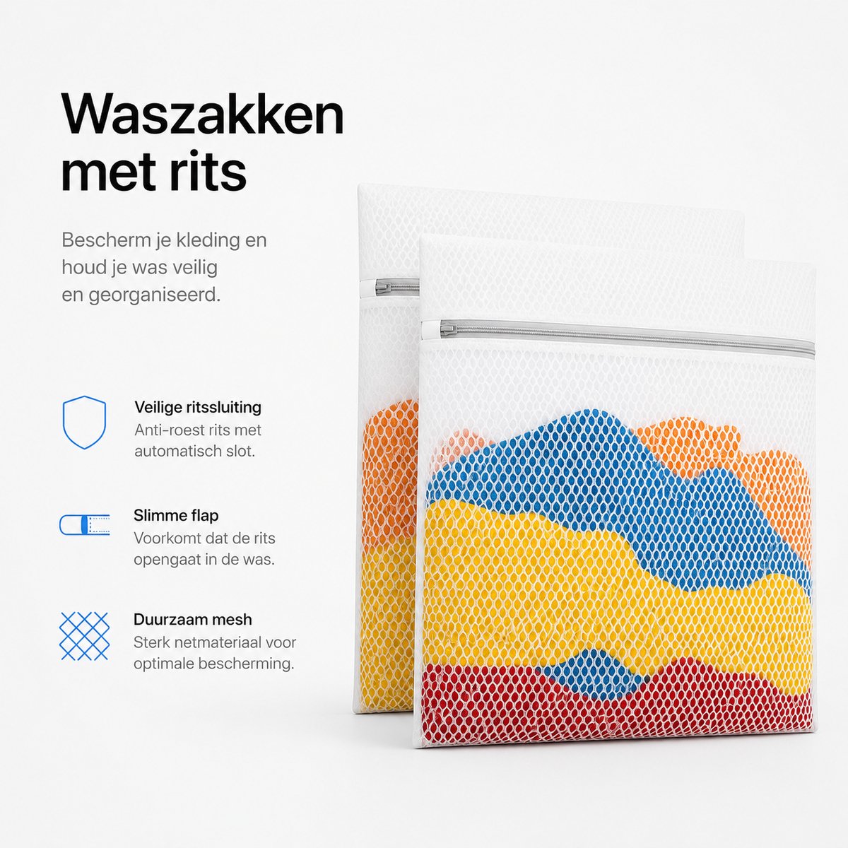 BOTC Waszakken - 60x90cm Waszak Groot - 1 Set van 2 - Bescherm je Wasgoed en Wasmachine - Wit — afbeelding 7