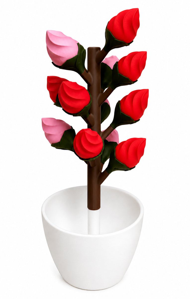 Pillendoos 14 Dagen – Bloem Design Medicijndoosje met Magnetische Bloemblaadjes (Rood - Roze)