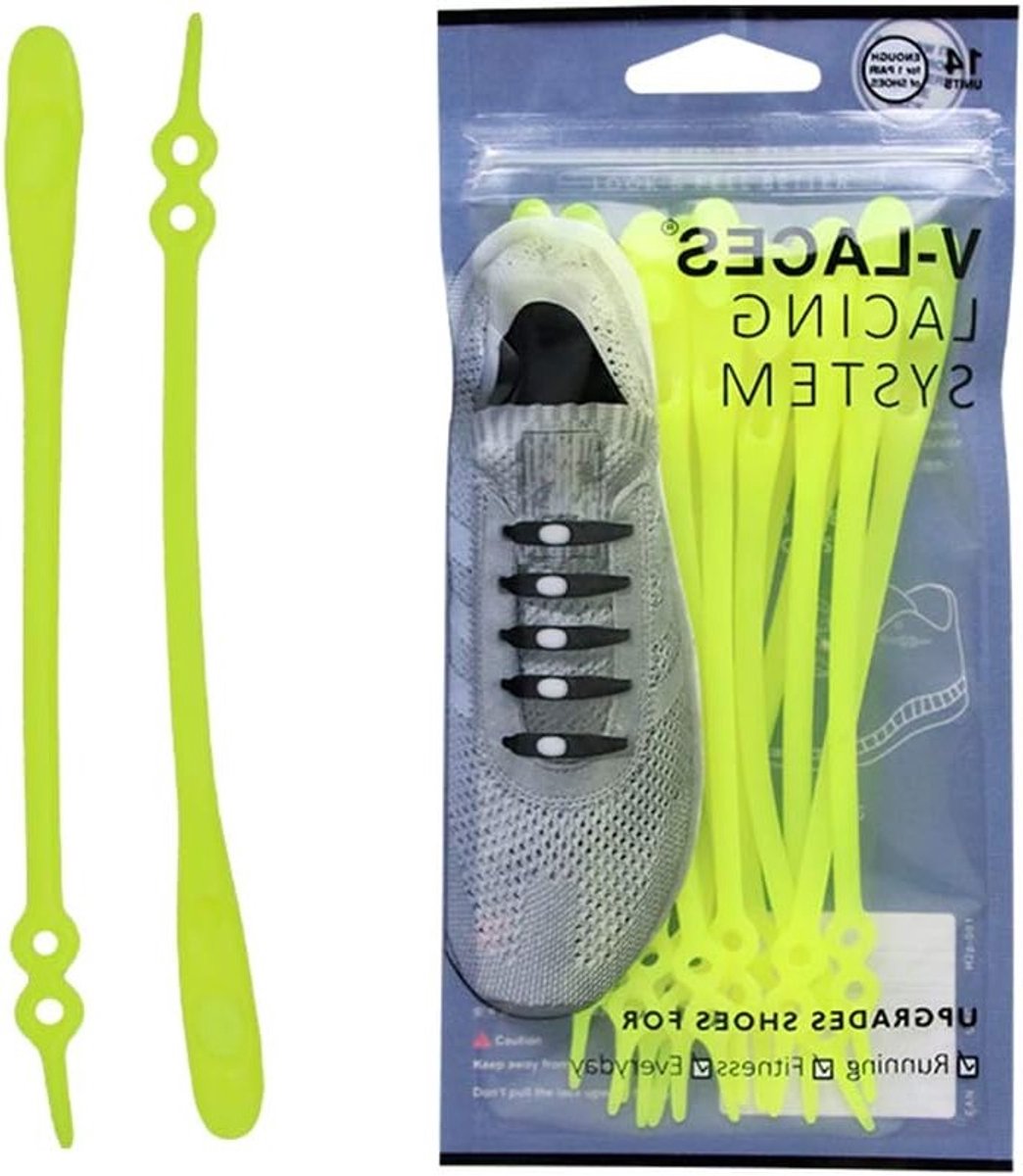 Elastische veters zonder knopen voor kinderen en volwassenen, ideaal voor sneakers, geel, comfortabel en praktisch