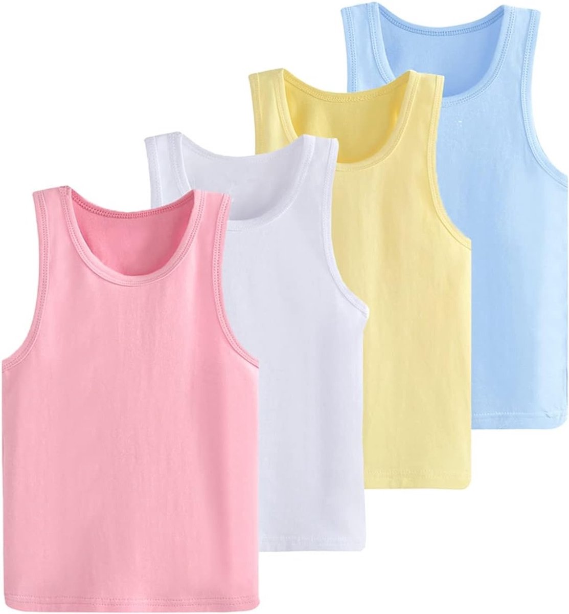 Comfortabele en ademende tanktops voor meisjes van 2-8 jaar - 4 stuks in verschillende kleuren, ideaal voor dagelijks gebruik en speelactiviteiten