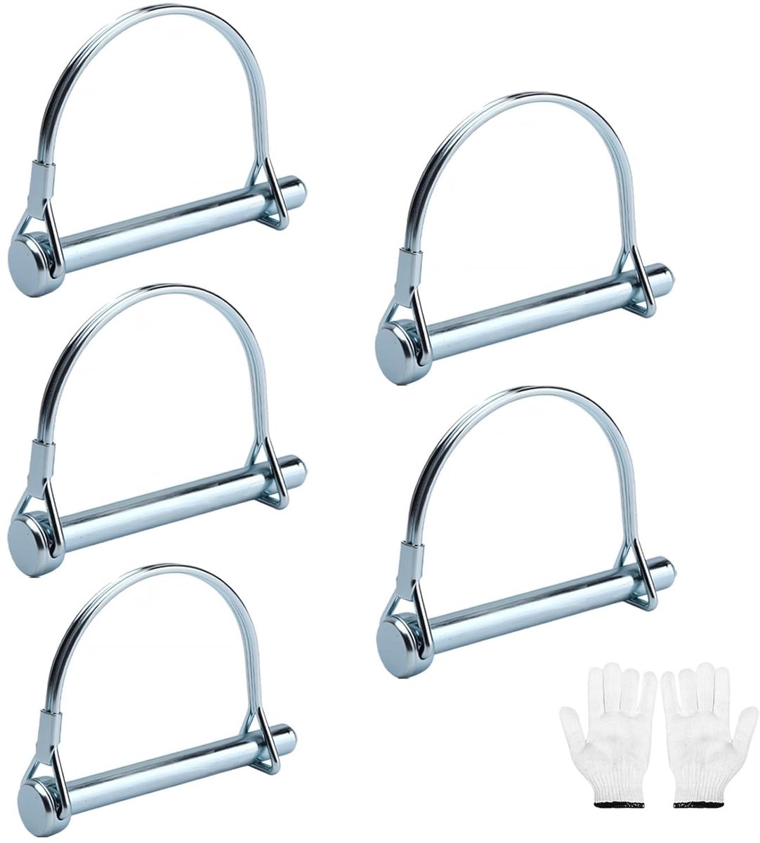 Dailygoody - Pijppen met vergrendeling - Klapsplitpen voor boerderijaanhanger - D-vorm - 8 x 70 mm - 5 stuks - Zekeringpen voor tuin - Koolstofstaal