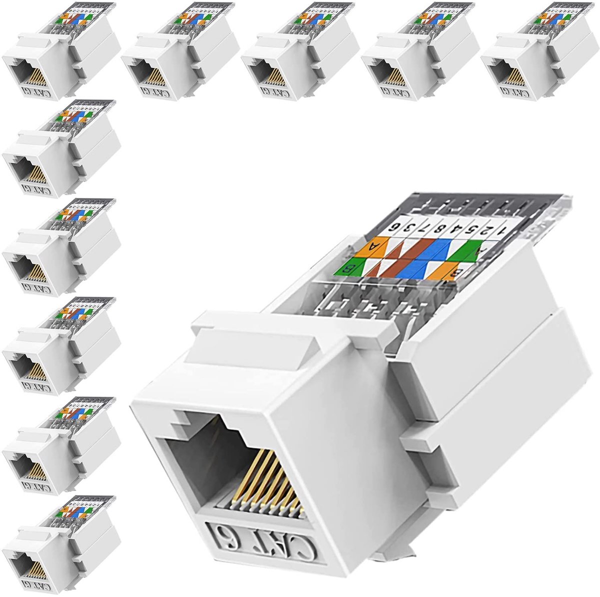 Dailygoody - RJ45 Keystone Jack - Toolless Ethernet Wall Jack - 10 Stuks - Voor Cat5e/Cat6 - Eenvoudige Installatie - Betrouwbare Verbinding - Ge
