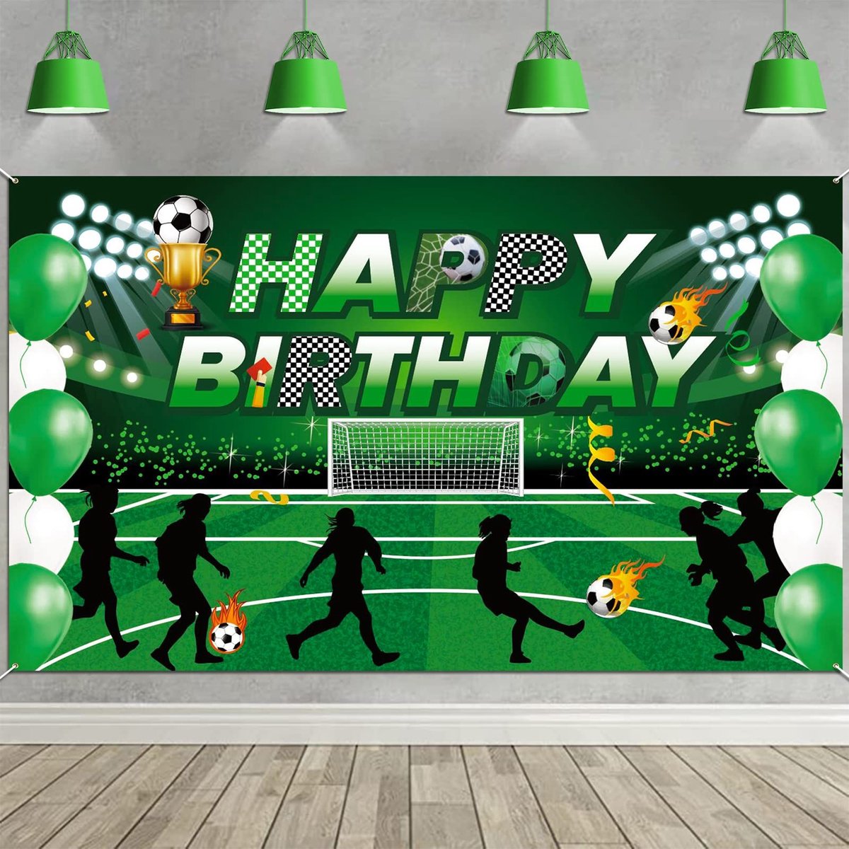 Dailygoody - Voetbal Gelukkige Verjaardag Banner - Sport Thema Decoratie - Grote Achtergrond voor Tuin - Jongen Fotobooth Decoratie - Verjaardagsfeest