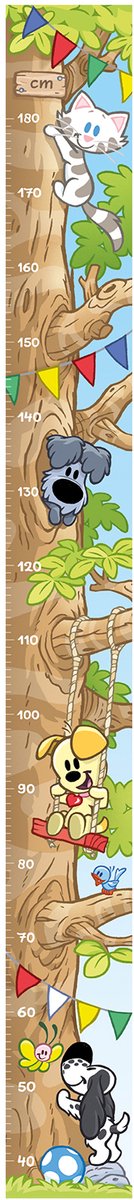 Woezel en Pip Groeimeter Muursticker - Dieren - 160x17cm - Multi