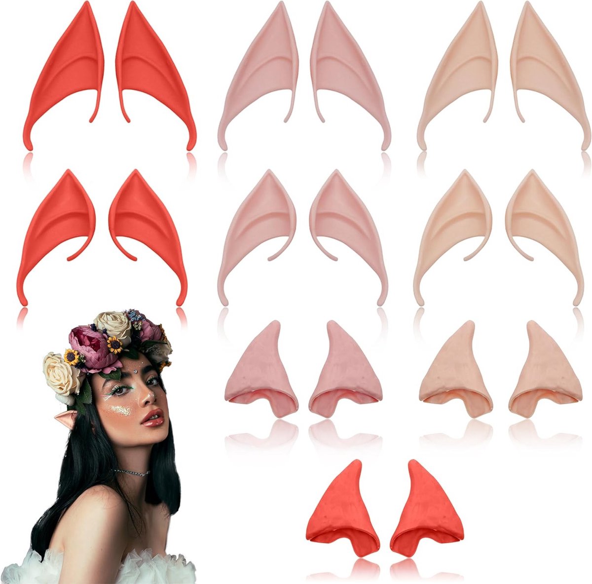 Zachte Latex Elforen in 3 Maten voor Volwassenen, Perfect voor Cosplay en Halloween Kostuums