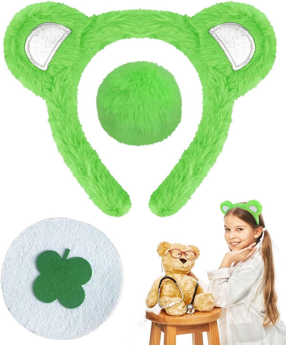 Vrouwelijk Beren Kostuum met Accessoires voor Carnaval, Halloween en Verkleedfeest, inclusief Berenoren, Staart en Stickers