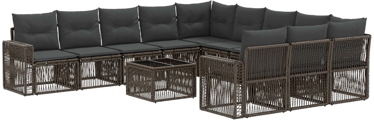 vidaXL - Tuinbank - Set - 12 - pcs - Grijs - en - Donkergrijs - poly - rattan