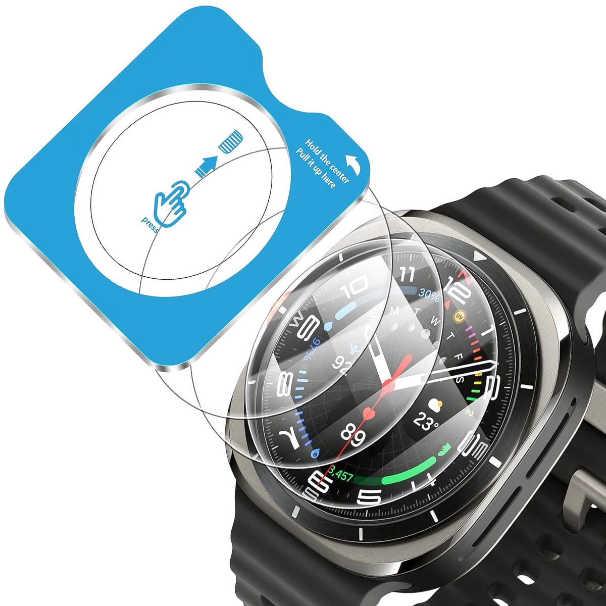 Dailygoody - Schermbeschermer - HD Krasbestendig - 47 mm - Gehard Glas - Samsung Galaxy Watch Ultra - 3-Pack - Geschikt voor 2024/2025