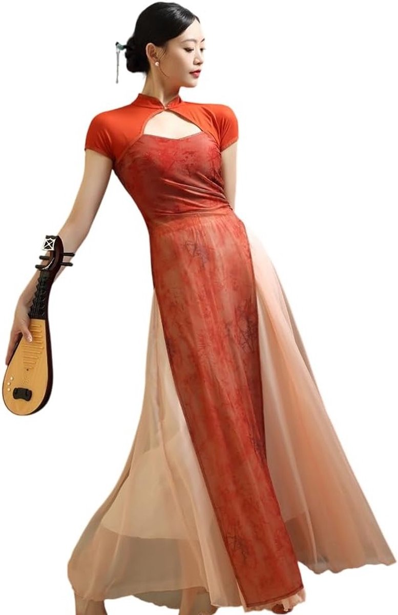 Moderne Qipao Set voor Dames - Chinese Cheongsam Jurk met Top en Onderbroek - Elegante Kleding voor Feestjes en Speciale Gelegenheden