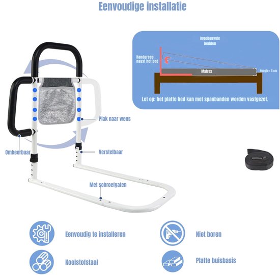 Aura® Bedsteun - Bedbeugel - Bedsteun/Bedbeugel - Bedsteun Ouderen - Zwart- 6cm x 41cm x 57cm; 2.5 kg van aura — afbeelding 3