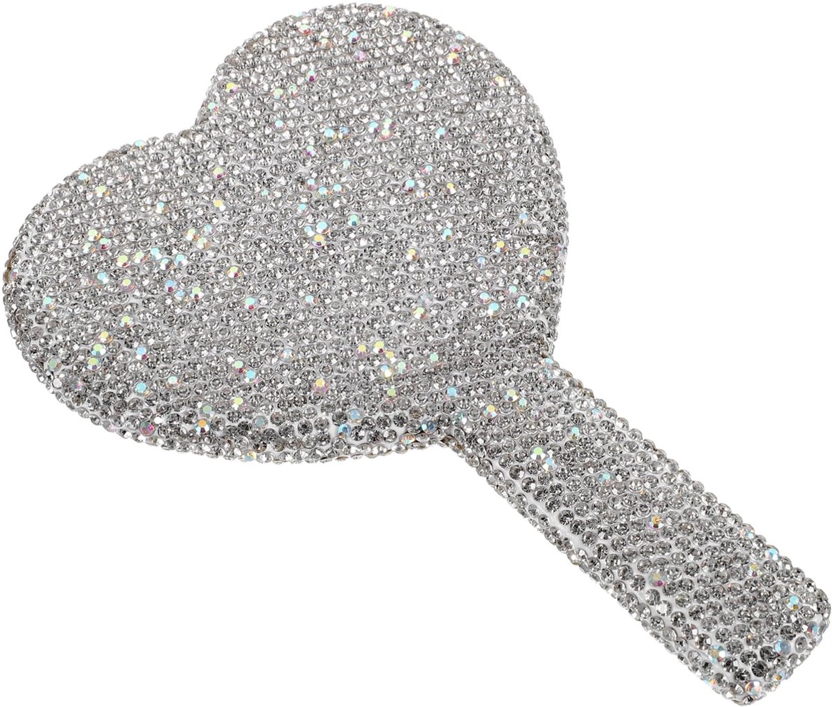 Kristallen make-up spiegel met bling-hart handvat - compact en ideaal voor onderweg