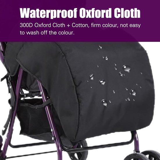 Dailygoody - Kinderwagen Voetenzak - Waterdichte Winter Kinderwagen Cover - Universeel Formaat - Zwart - Warmte en Bescherming - Geschikt voor Kinderw... — afbeelding 5