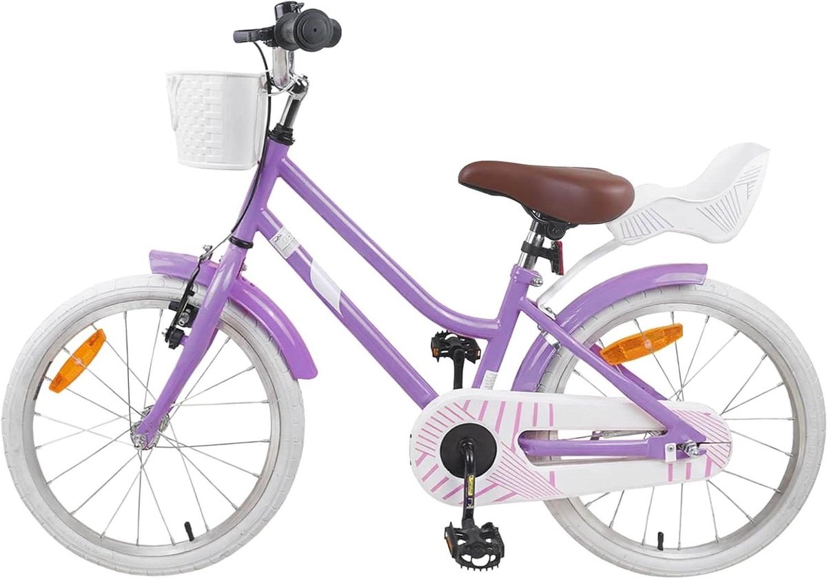 Kinderfiets - Meisjesfiets - Leren Fietsen - Stalen Frame - 18 Inch - Paars