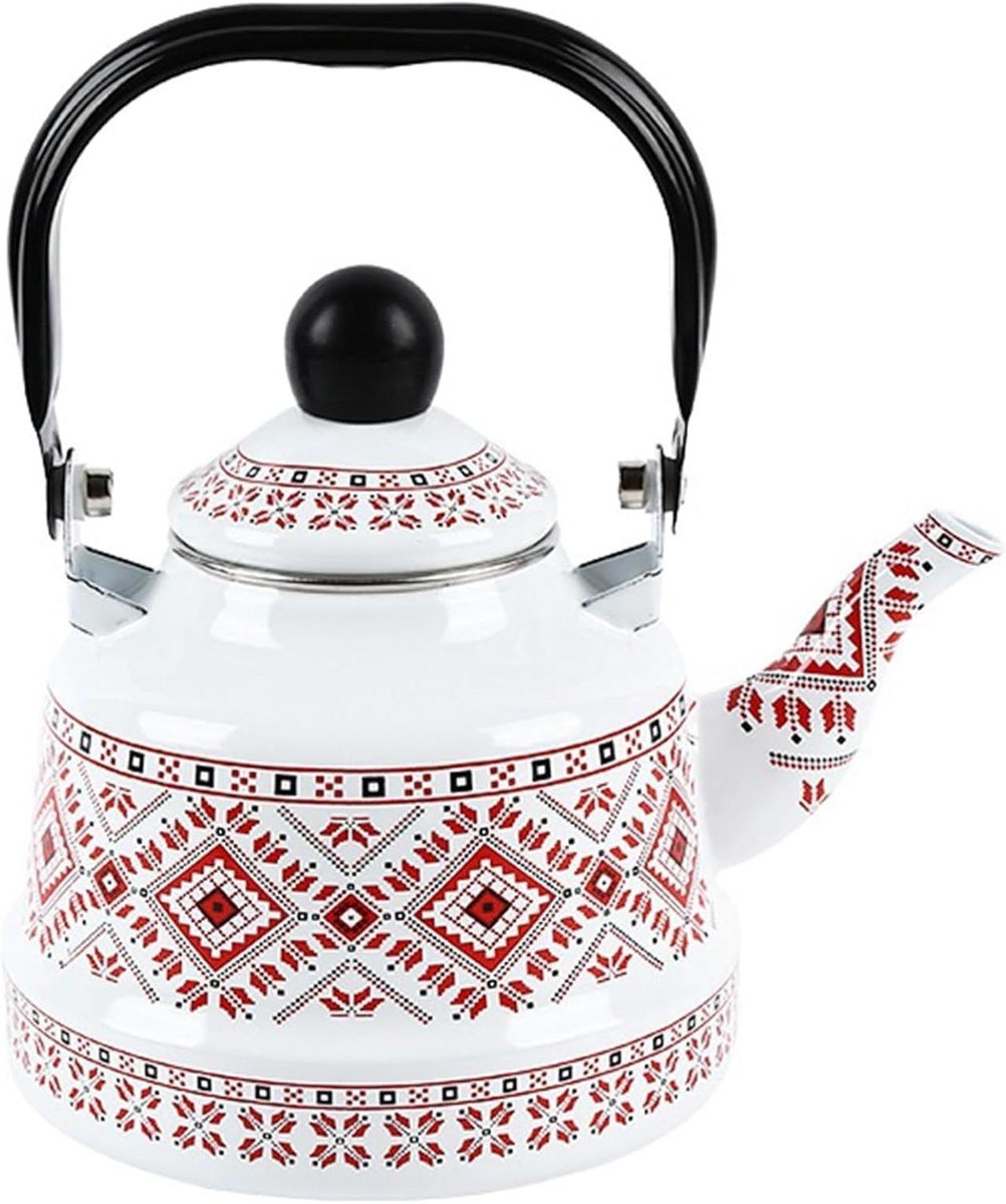 Theeketel Emaille - Waterkoker Fornuis - Water Koken - Geschikt Voor Alle Vuren - 1.1 Liter - Rood
