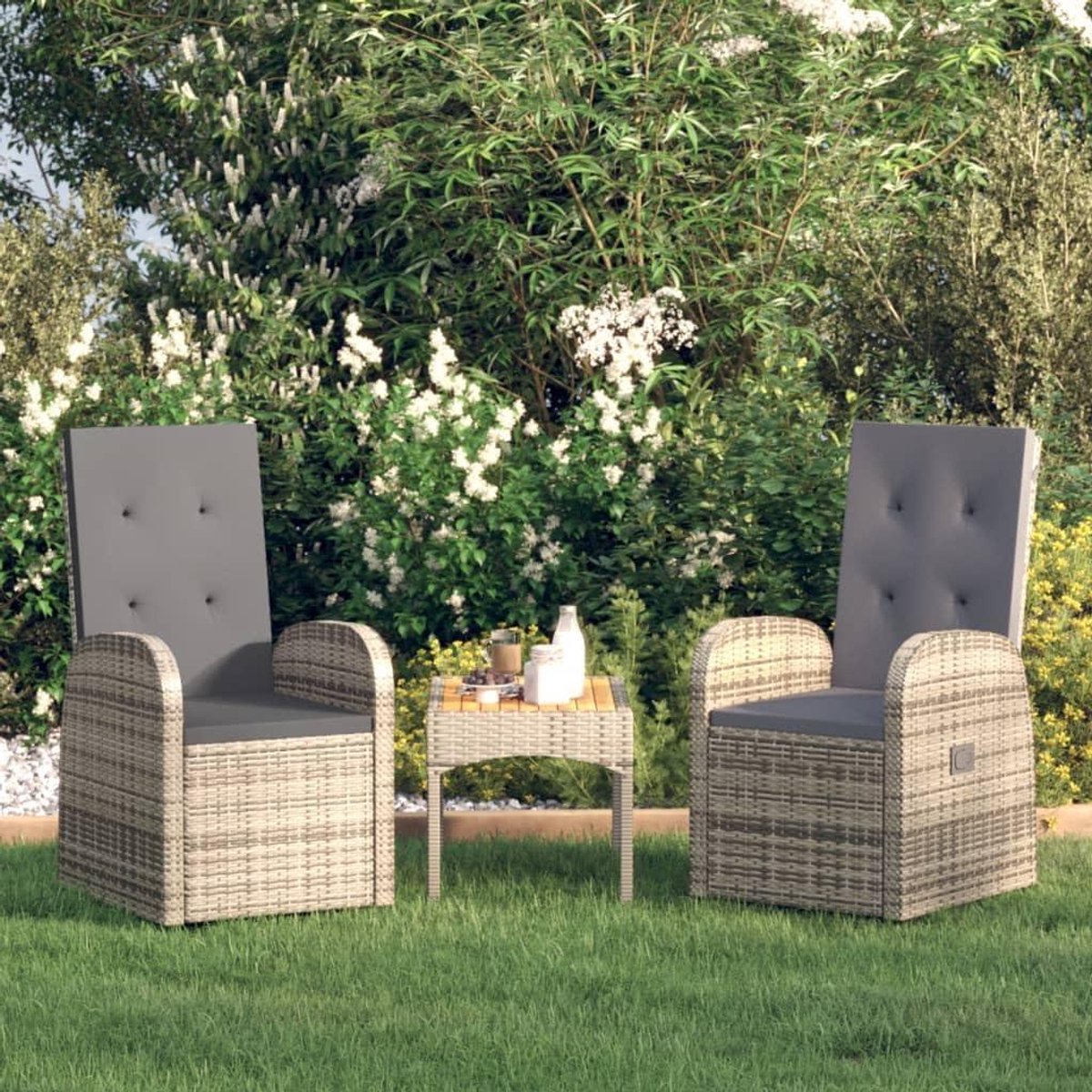 Tuinstoelen - Balkonstoelen Terrasstoelen - Buiten Zitten - Verstelbare Rugleuning - 57 x 69 x 106 cm - Grijs
