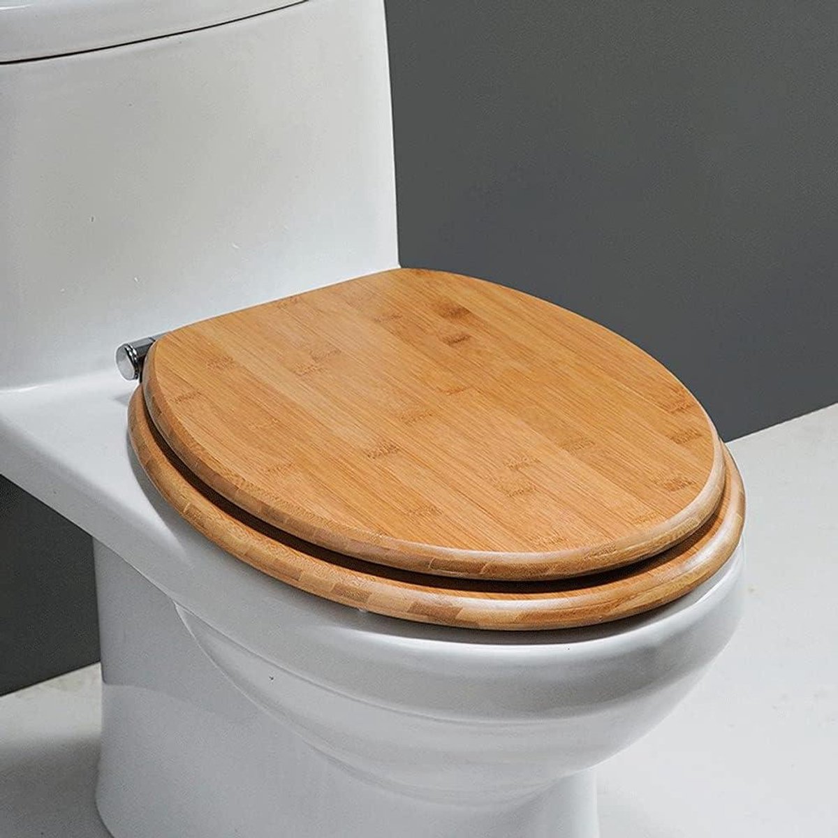 Toiletbril Hout - WC-bril Deksel - Badkamer Vernieuwen - Soft-close Scharnier - Universeel Verstelbaar - Donkerbruin