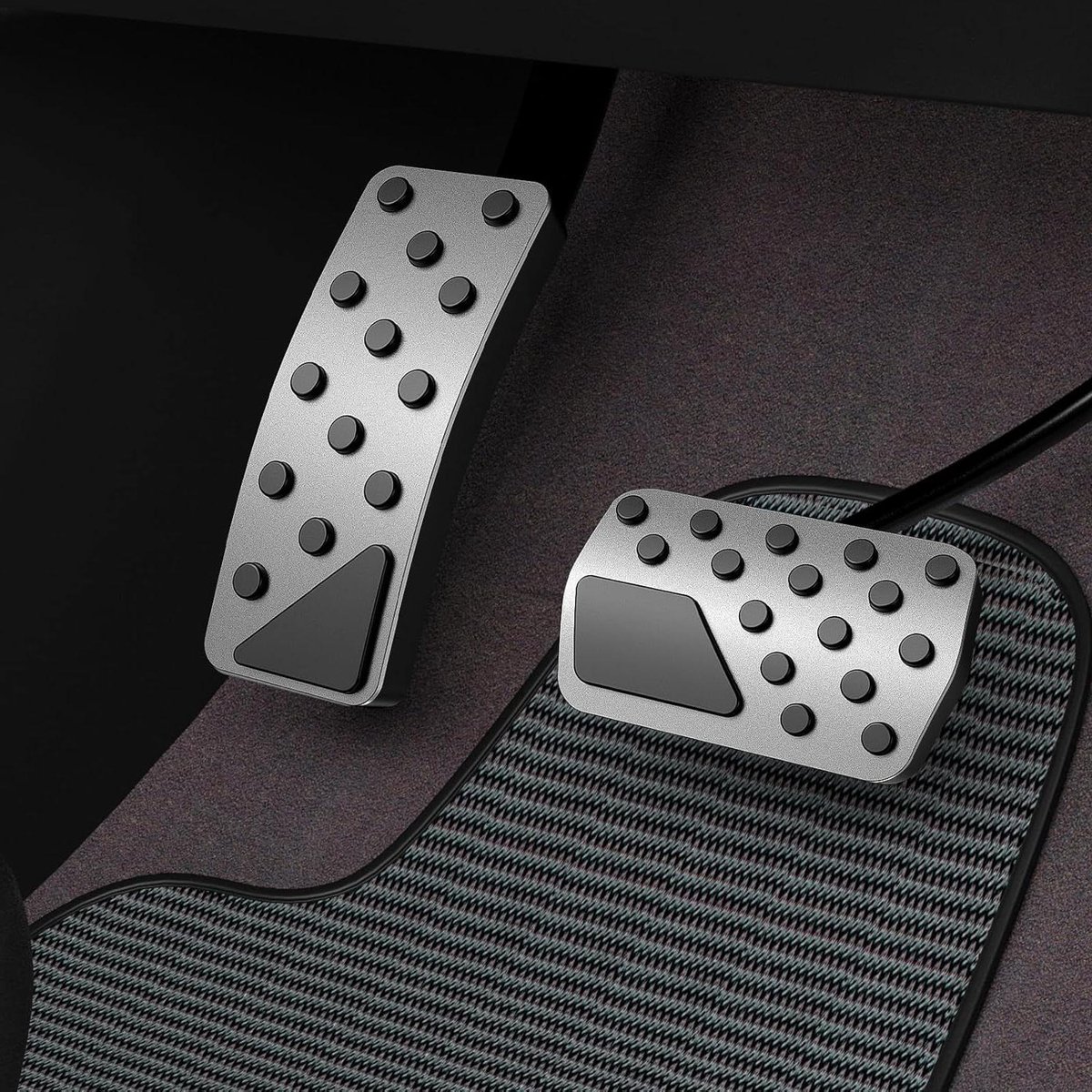 Pedaalhoezen Set - Rem Gas - Veiliger Rijden - Antislip Rubber - Zonder Boren - Zilver