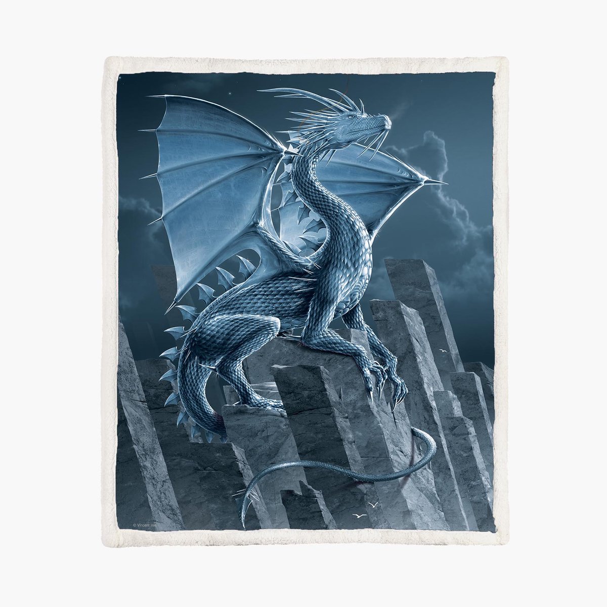 Draak Fleece Deken 130*150cm Silver Dragon