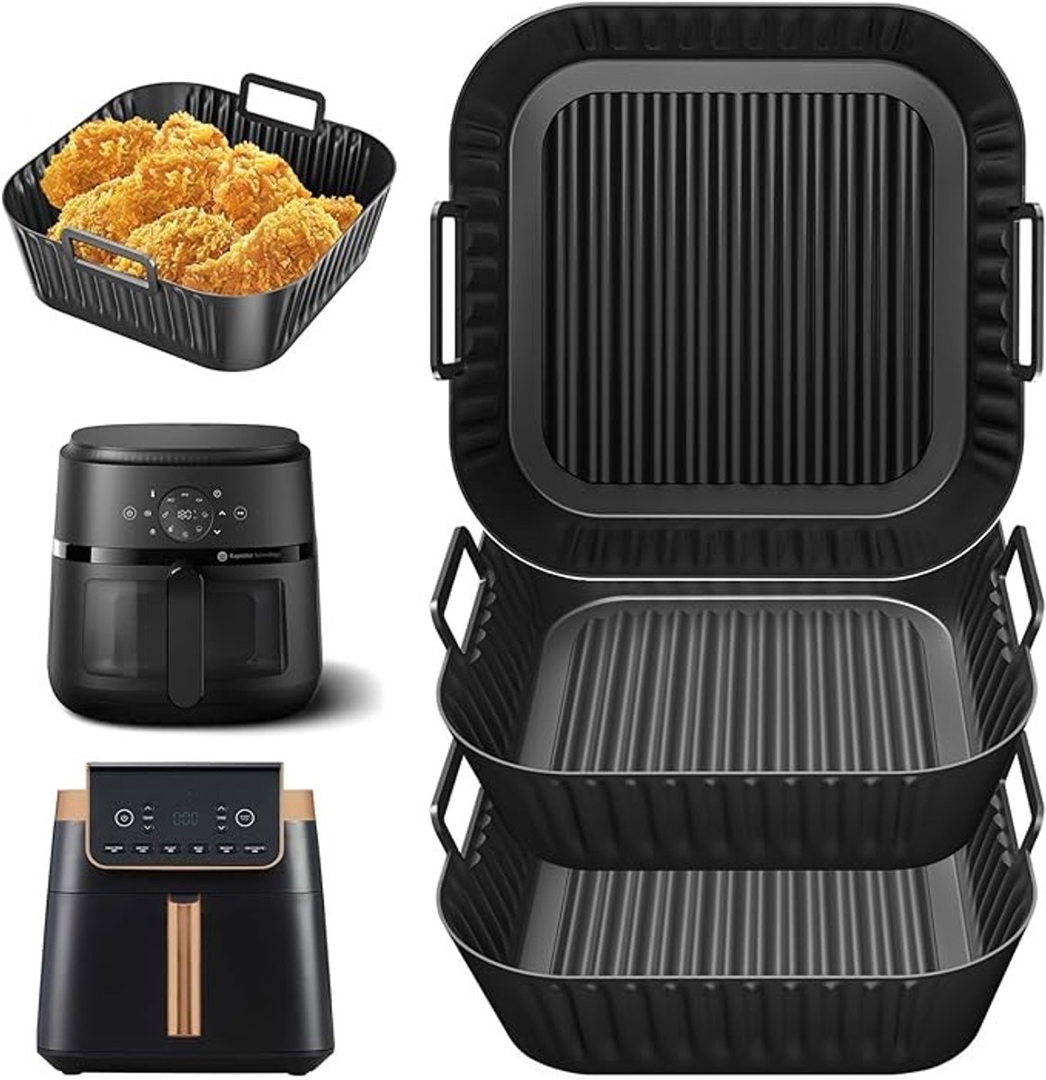 3-delige siliconen airfryer accessoireset voor 4,7-6,2L heteluchtfriteuses
