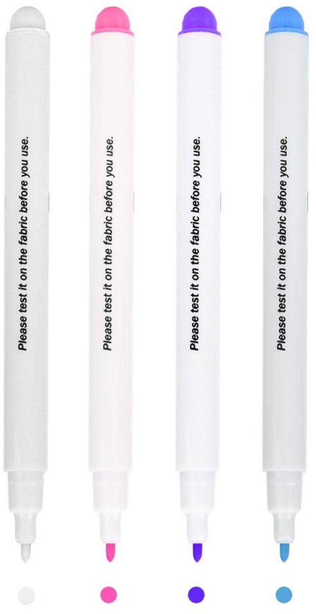 Solidchoice - Dailygoody - Stofmarkeerpennen - Water Uitwisbare Markeerpen - Verdwijnende Inkt - 4 Kleuren - Naaien Accessoires - DIY Tool - Geschikt voor Craft