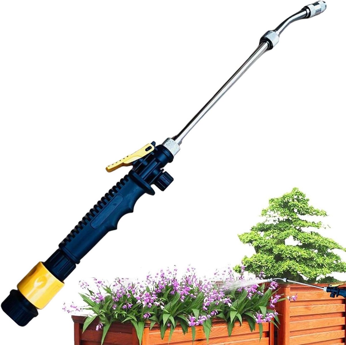 Schuimende sproeier - Autowas-schuimsproeier - Auto reinigen - Verstelbaar mondstuk - 48 cm - Zilver