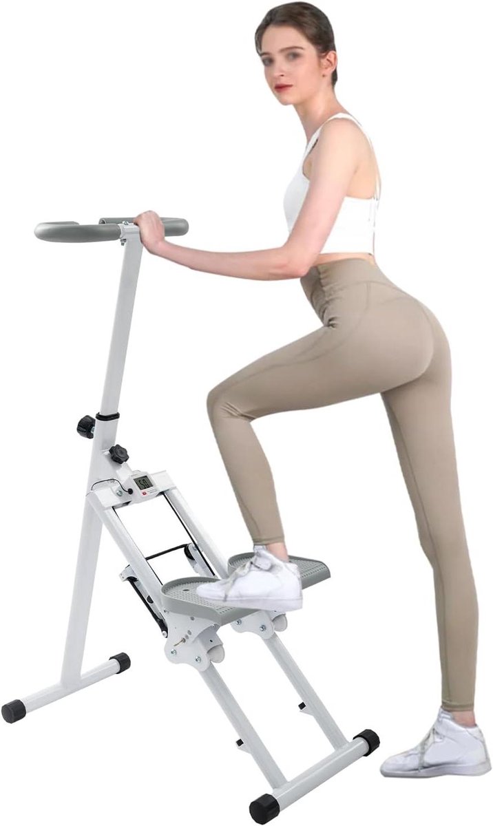 Traploper Fitnessapparaat - Hometrainer Opvouwbaar - Full Body Training - Gewrichtsvriendelijke Beweging - 100 kg Draagvermogen - Wit