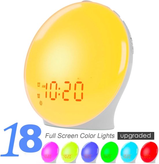Wekker Wake Up Light - Zonsopgang Simulatie - Rustig Wakker Worden - Dubbel Alarm FM Radio - 30 Minuten - Standaard — afbeelding 3