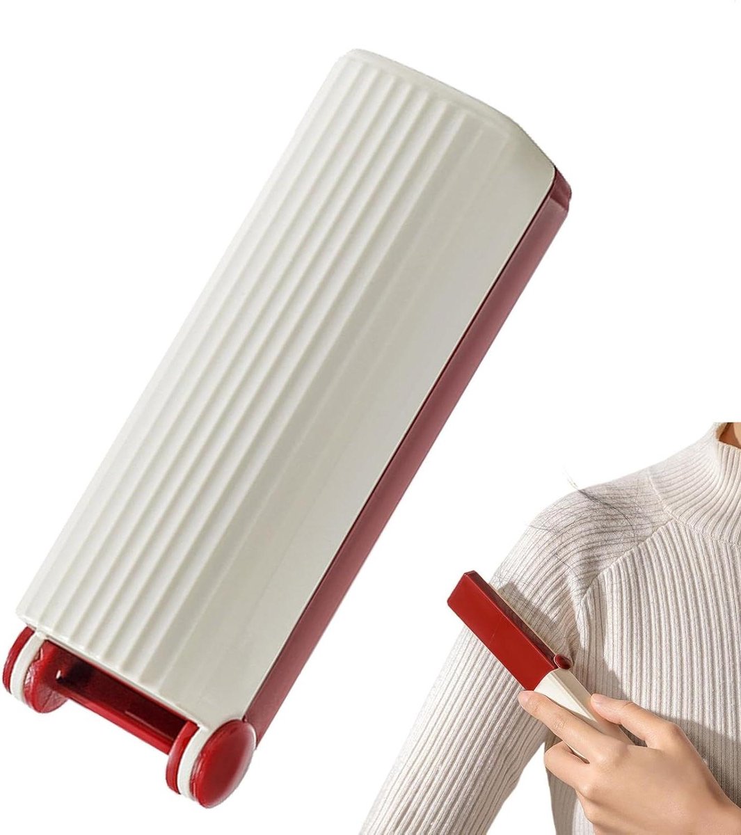 Herbruikbare Pluisrol - Wasbare Roller - Kleding Reinigen - Wasbaar Ontwerp - 3 x 27 x 95 cm - Rood Wit