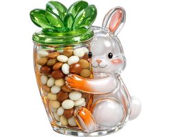 Koekjespot Konijn - Snack container - Feestelijke decoratie - Draagbaar ontwerp - 26 x 18 x 6 cm - Wit