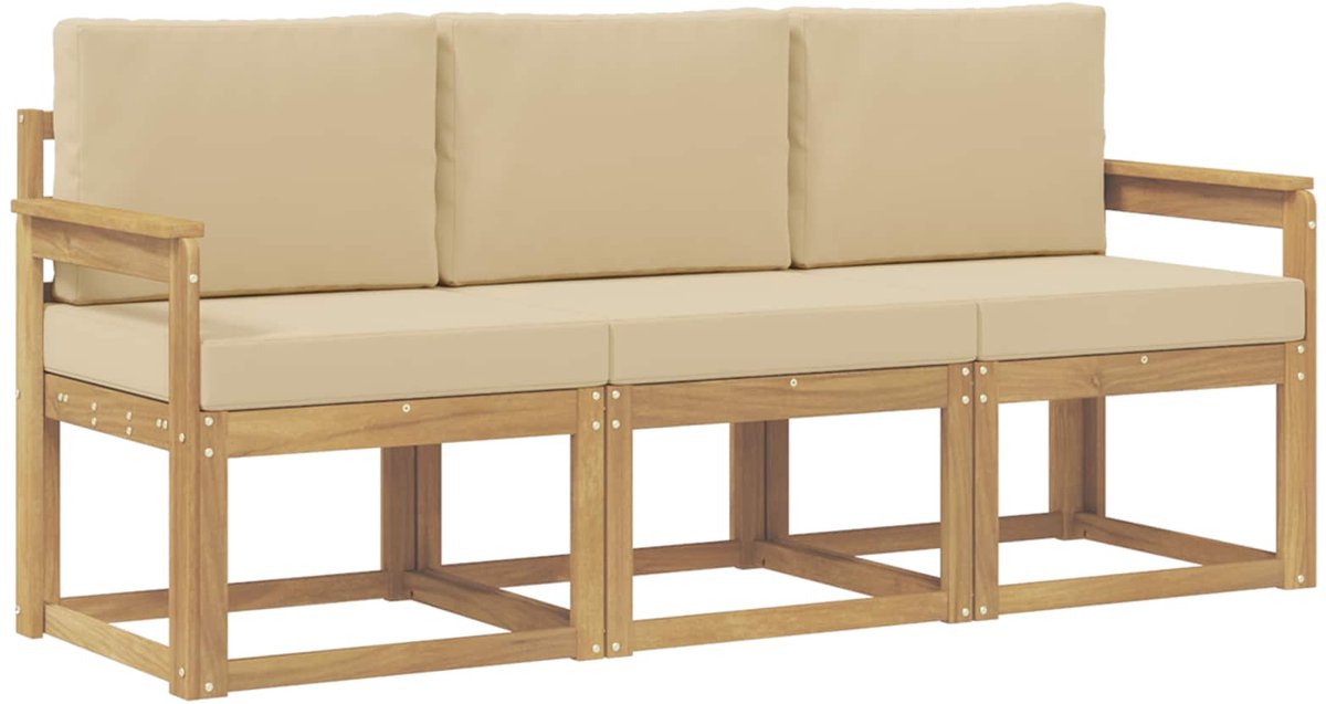 vidaXL Buiten - bank - set - 3 - st - White - and - Beige - 189.5 - x - 63 - x - 73 - cm