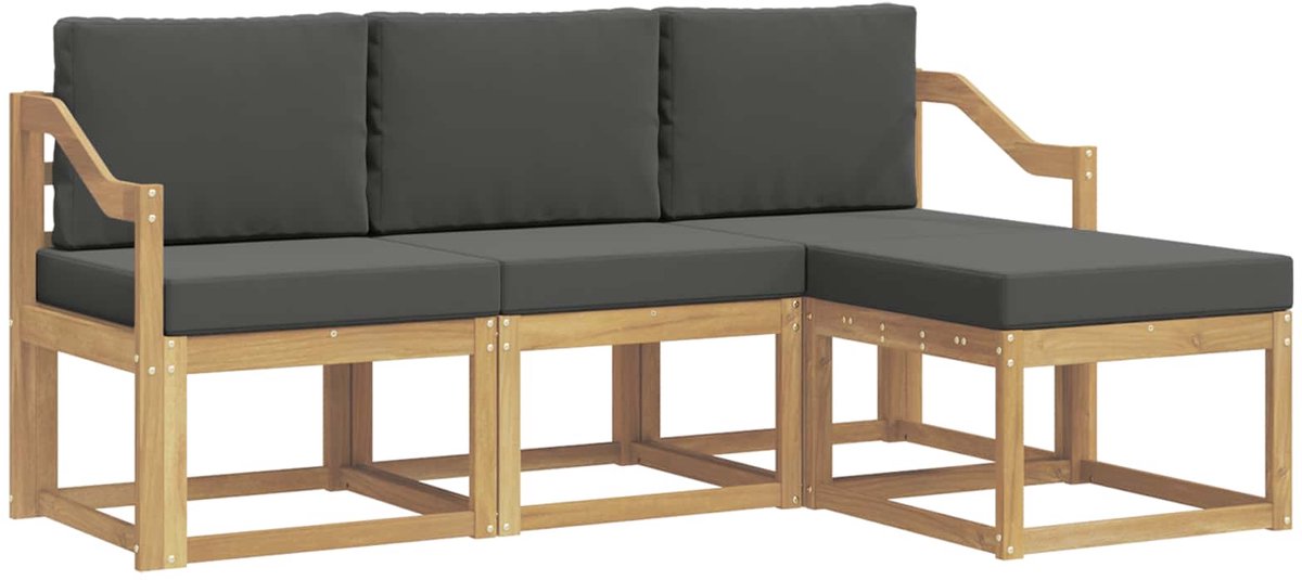 vidaXL Buiten - bank - set - 4 - st - Wit - en - antracietkleurig wit en antracietkleurig