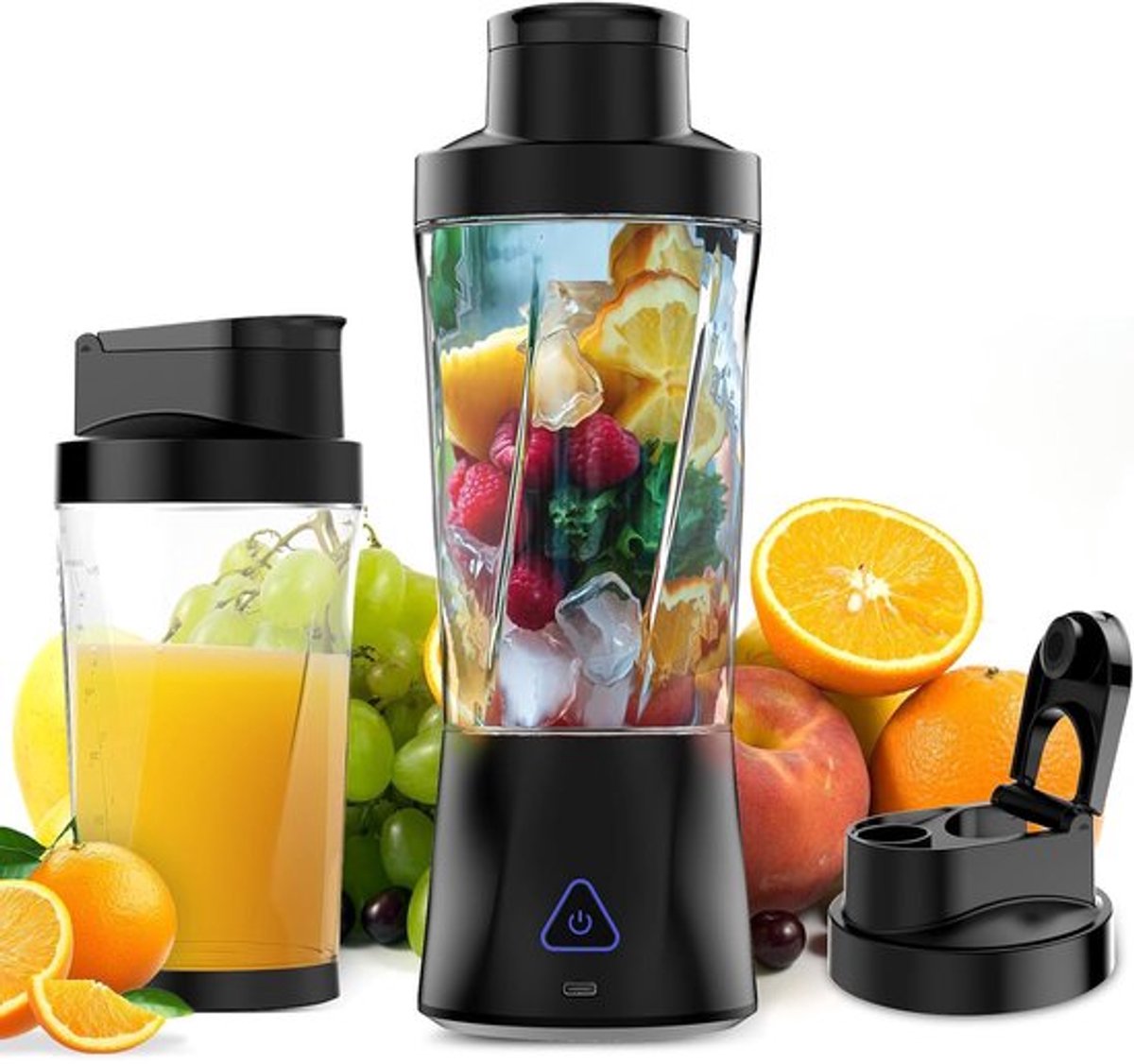 Draagbare blender, persoonlijke blender voor milkshakes en smoothies, USB-oplaadfunctie, zelfreinigende draagbare sapcentrifuge voor keuken/reizen