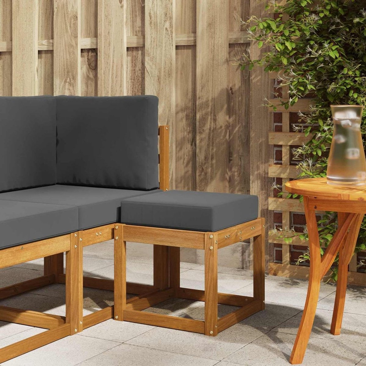 Modulaire Hoekbank - Buiten Zitten - Terras Ontspannen - Flexibele Indeling - 43 x 43 x 37 cm - Natuur Antraciet