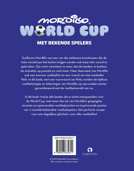 Couverture du livre 'Mordillo World Cup Avec des Joueurs Connus' et une description du livre.
