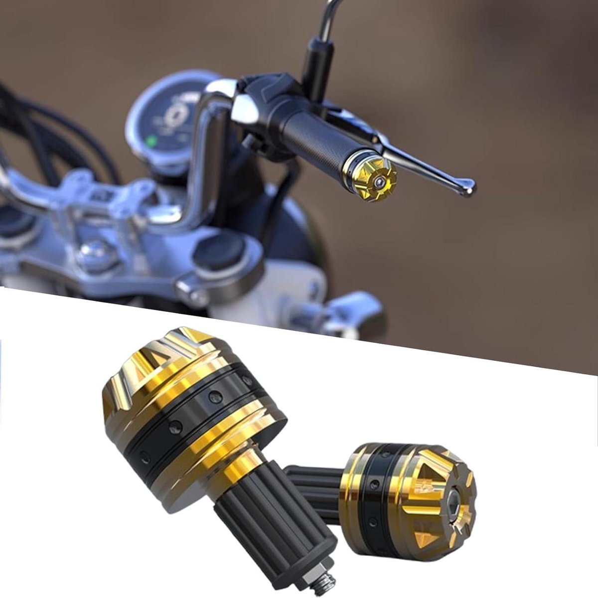 Stuurdoppen Motorfiets - Handvat Gewicht - Rijcomfort Verbeteren - Aluminium Legering - Standaard Maat - Goudkleurig