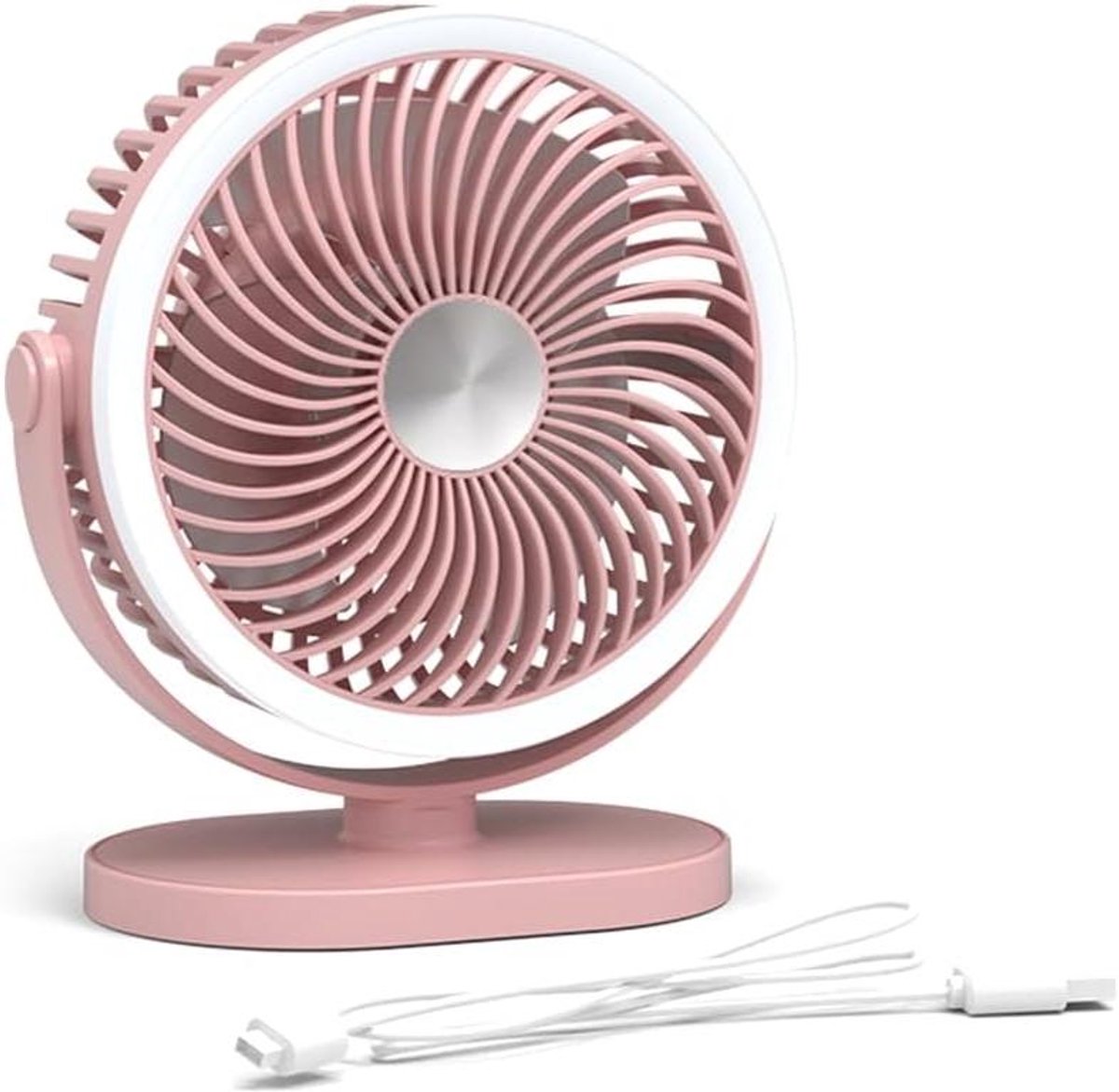 Bureauventilator - Hangventilator - Koel en comfortabel - Met LED-licht - 20x12.9x12cm - Wit
