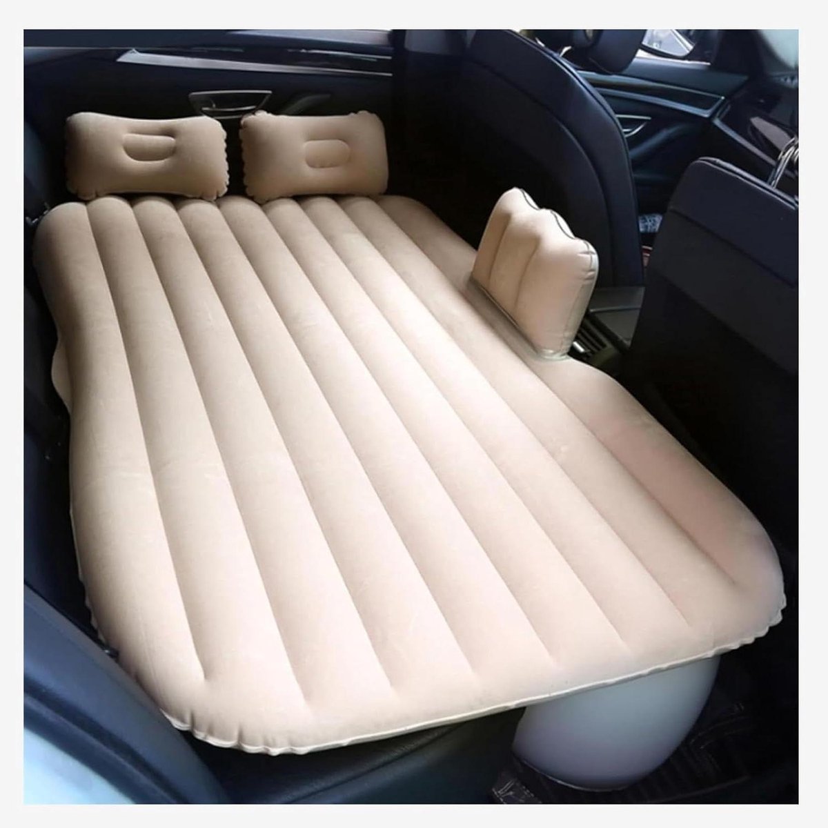 Opblaasbaar Auto Matras - Luchtbed Achterbank - Comfortabel Reizen - Ademend Fluweelachtig Materiaal - 1 x 1 cm - Zwart