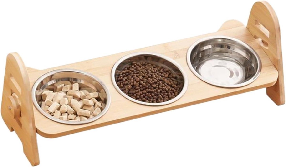 Katten Voerbak Standaard - Voederstation Kat - Comfortabel Eten - Ergonomisch Gekanteld - 53.5 x 19 x 8 cm