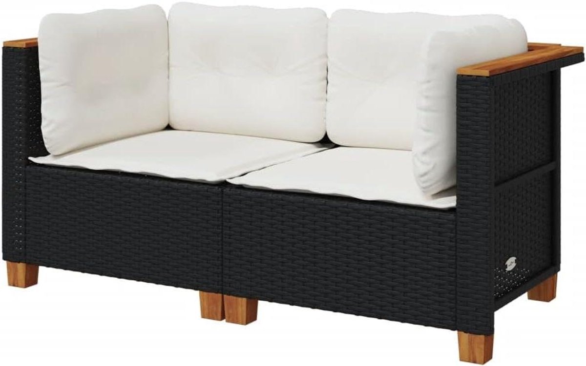 Tuin hoekbank - Loungeset Polyrotan bank - Buiten ontspannen - Modulair ontwerp - 127 x 62 x 63.5 cm - Zwart
