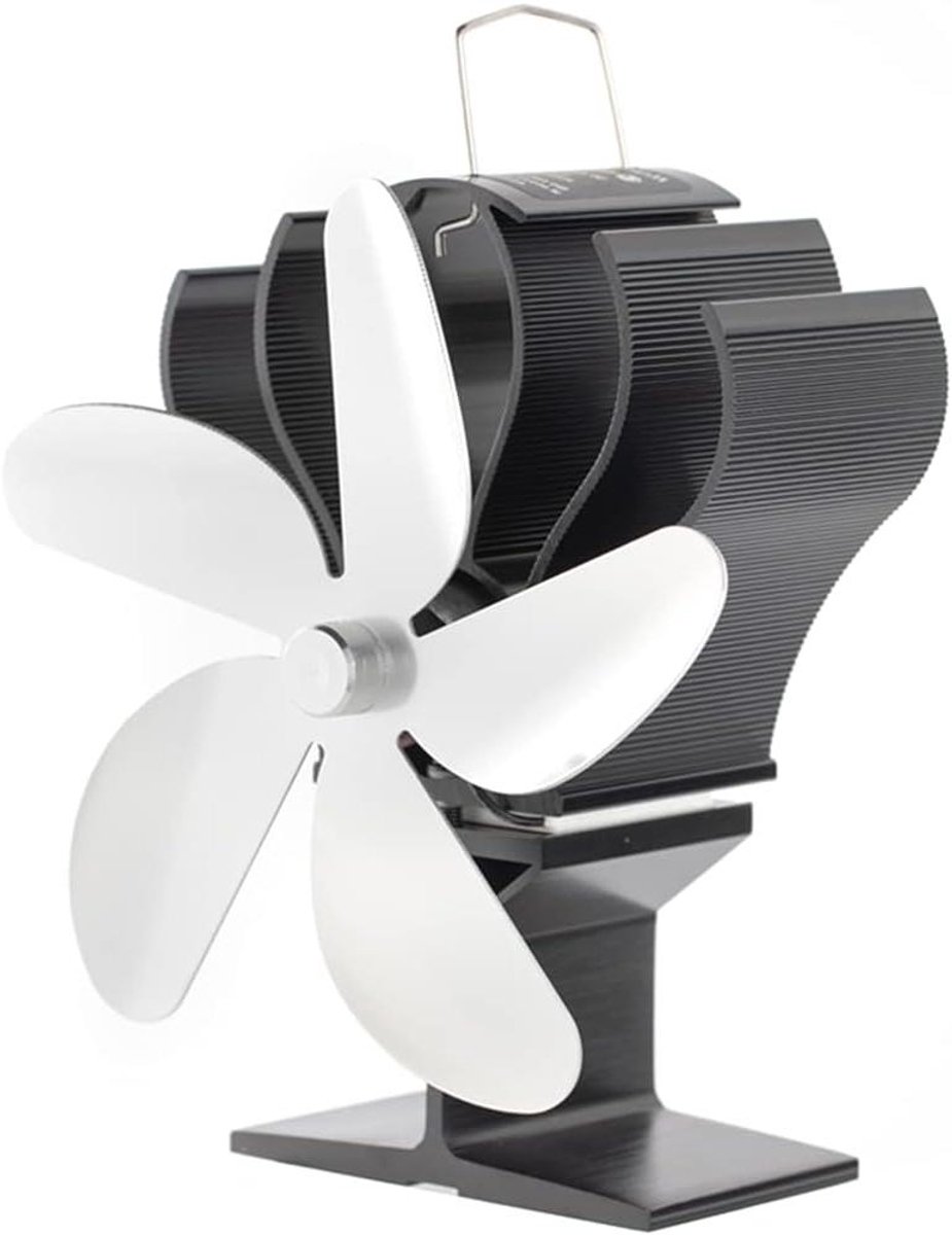 Houtkachel Ventilator - Kachel Ventilator - Warmte Verspreiden - Zonder Elektriciteit - 5 Bladen - Zilver