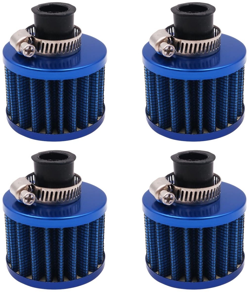 Dailygoods- Luchtfilter 12 mm - Universele Koude Luchtinlaatfilterset - 4 Stuks - Auto-inlaatluchtfilter - Hoge Filtratie-efficiëntie - Vermindert Inlaatweerstand