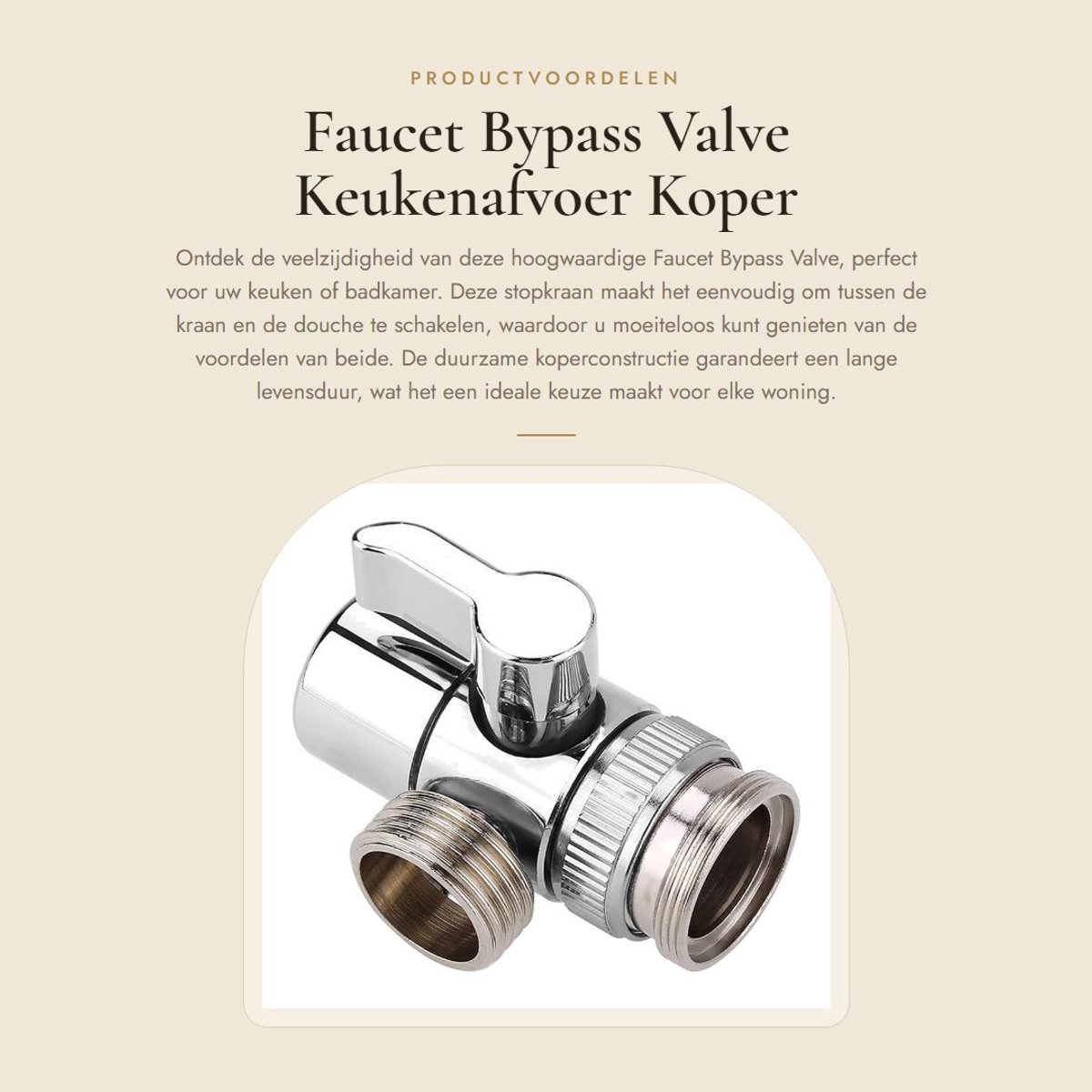 Dailygoods- Afsluiter met Messing Behuizing - Afsluitkraan - Keuken/Badkamer - Douche - Waterstroom Schakelaar - Voor Comfortabel Gebruik - Waterafsluiter