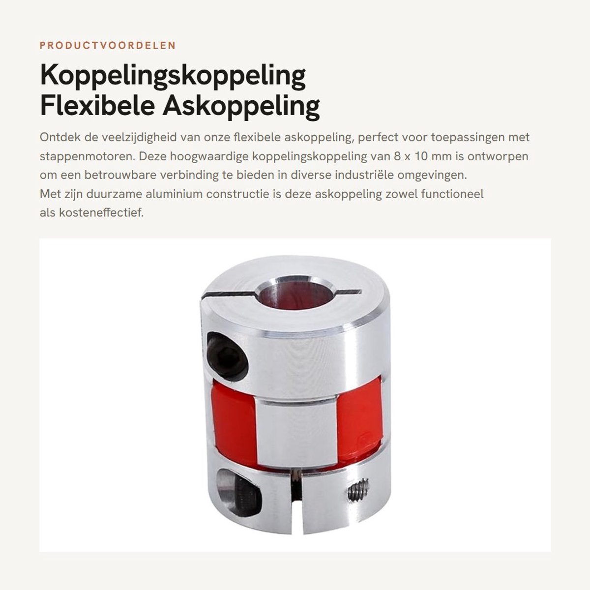 Dailygoods- Flexibele Askoppeling 8 × 10 mm - Aluminium Koppelingsas - Clamp-Plum - Stappenmotor - Hoogwaardige Kwaliteit - Functionele Oplossing