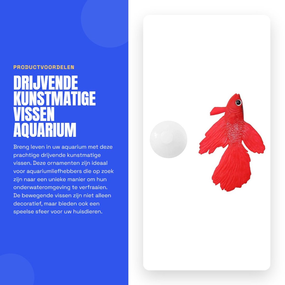 Dailygoods- Kunstmatige Vis Levensecht Ornament - Aquarium Decoratie - Drijvende Vis - Huisdier Benodigdheden - Geschikt voor Zoet/Zout Water - Eenvoudig te Reinigen - Aquariumdecoratie