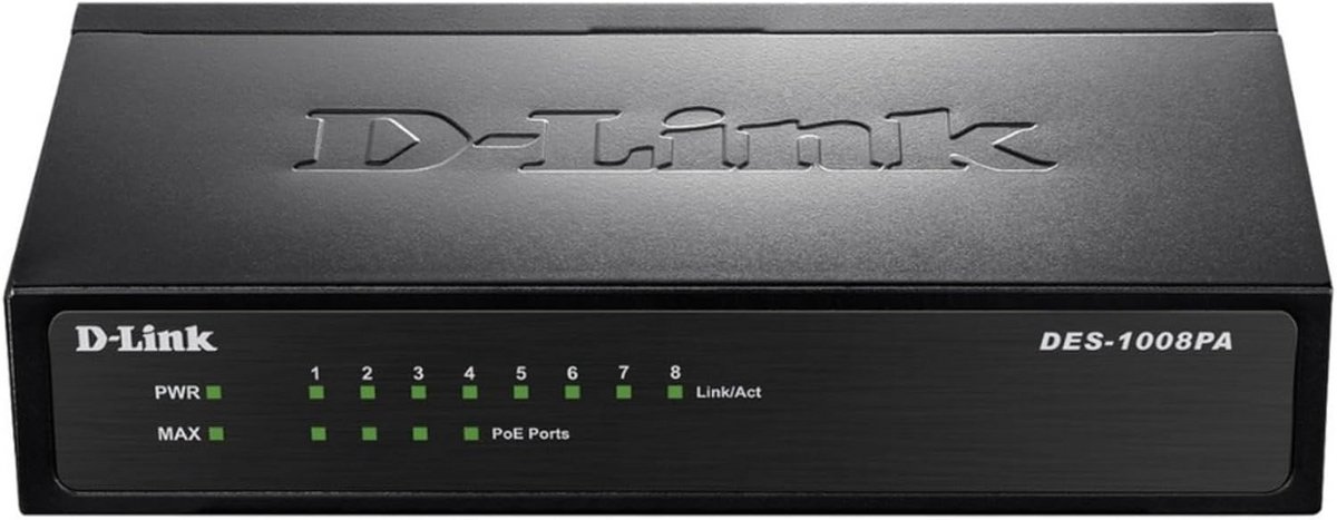 Netwerk Switch - Ethernet Hub - Netwerk Uitbreiding - 4 PoE Poorten - 8 Poorten - Metaal
