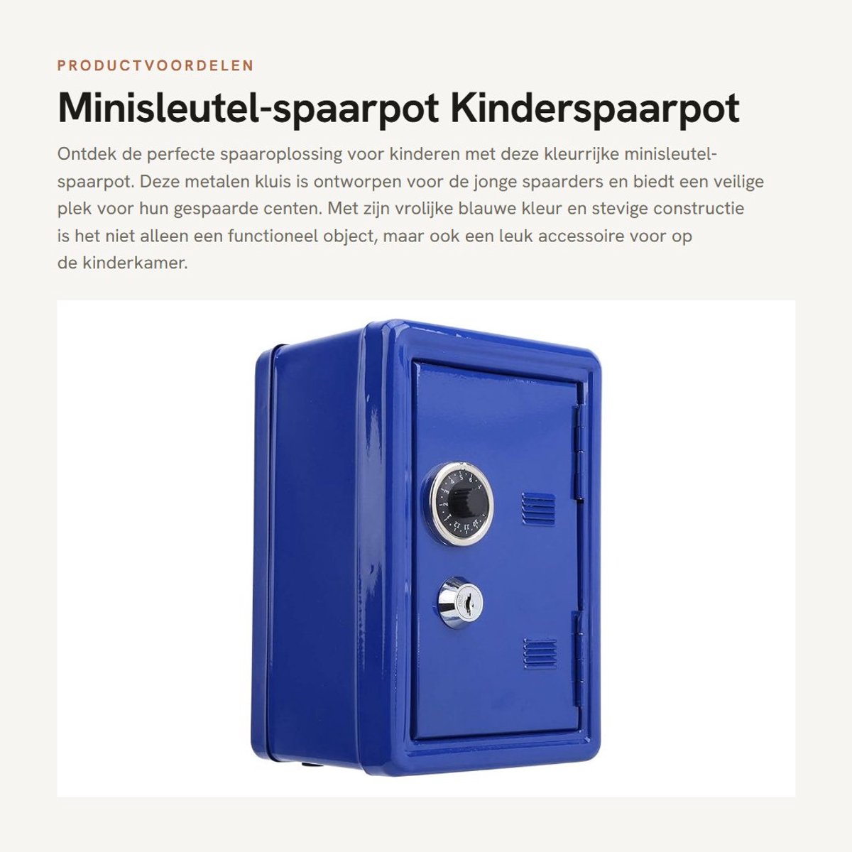 Dailygoods- Spaarpot Mini Sleutel - Kluis voor Kinderen - Spaarvarken - Geldkluis met Wachtwoord - Metaal - Afmetingen 18x12x10 cm