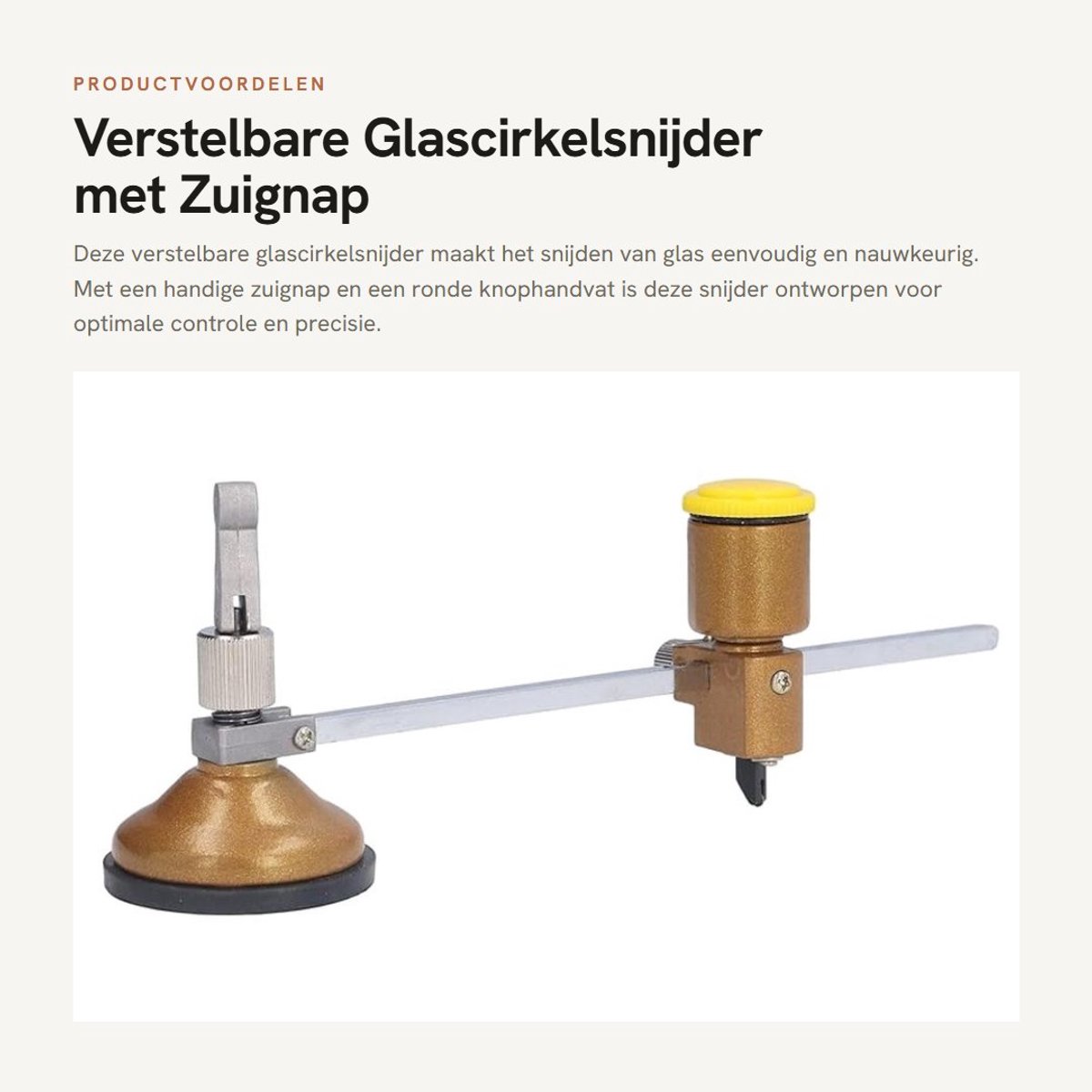 Dailygoods- Glascirkelsnijder Professioneel - Verstelbare Glassnijder - Zuignap - Nauwkeurige Schaal - Automatische Olievulling - Eenvoudige Bediening