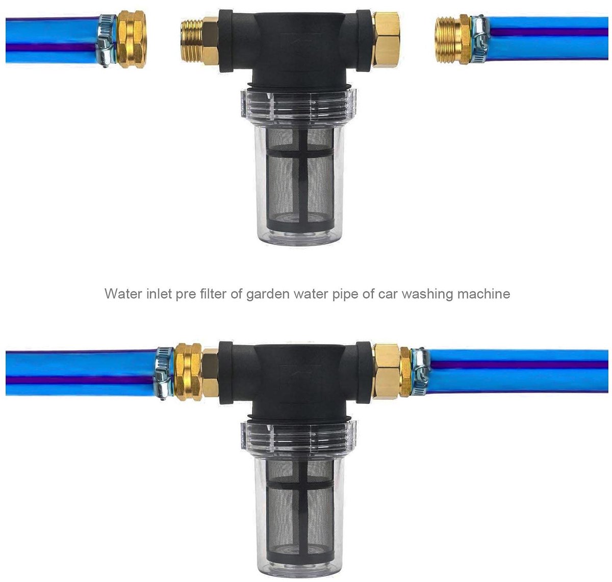 Dailygoods- Waterfilter 100 Mesh - Inline Slangfilter - Tuin/Kraan - Hogedrukreiniger - Plastic/Metaal - 3/4 GHT Aansluiting - Tuinfilter